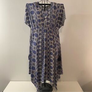 Alchemy Thread Dress Blue Print Asymmetric Hem Dress Size XL